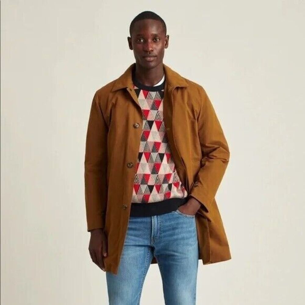 Bonobos The Lined Mac Jacket Wax Canvas Water Resistant Parka Men Sz M Brown NEW